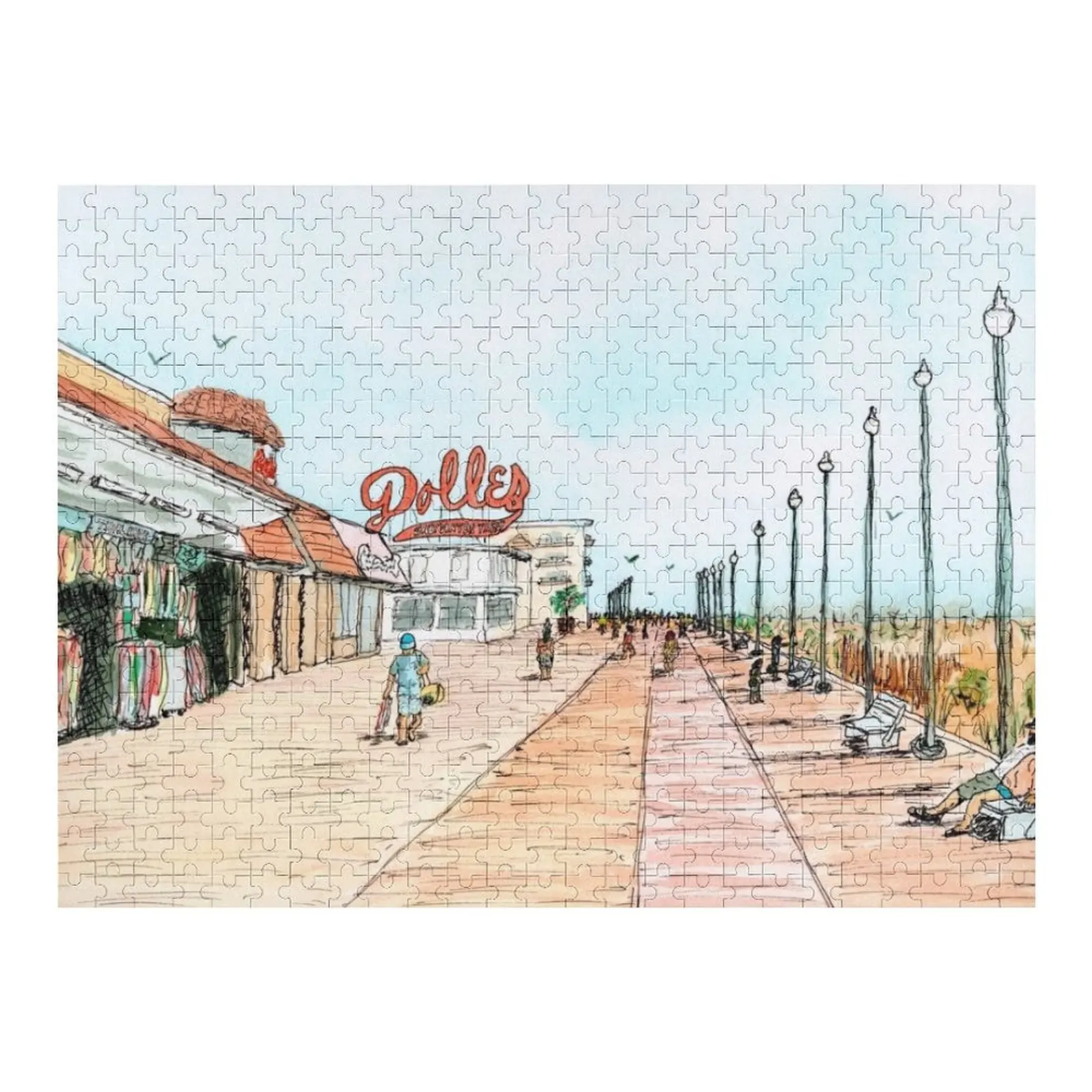 Impressions d'une peinture à l'aquarelle, poupées sur le troupeau, par Richard JV Flaim Puzzle personnalisé en bois cadeau