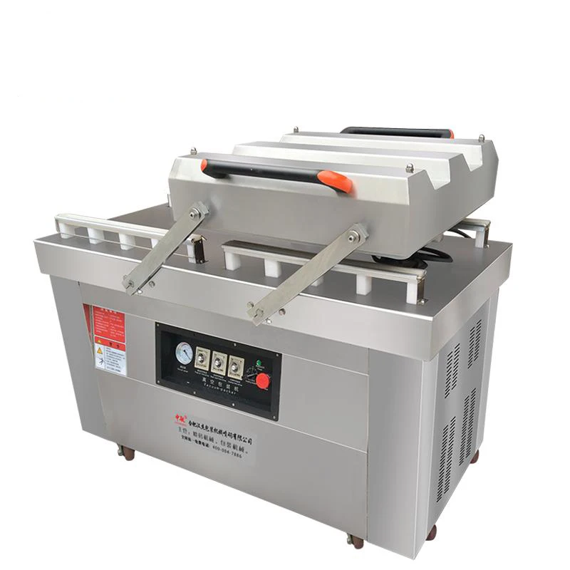 Automatic Vacuum Food Sealer Double Chamber Vacuum Dry-Wet Packer Steel Sealing Machine