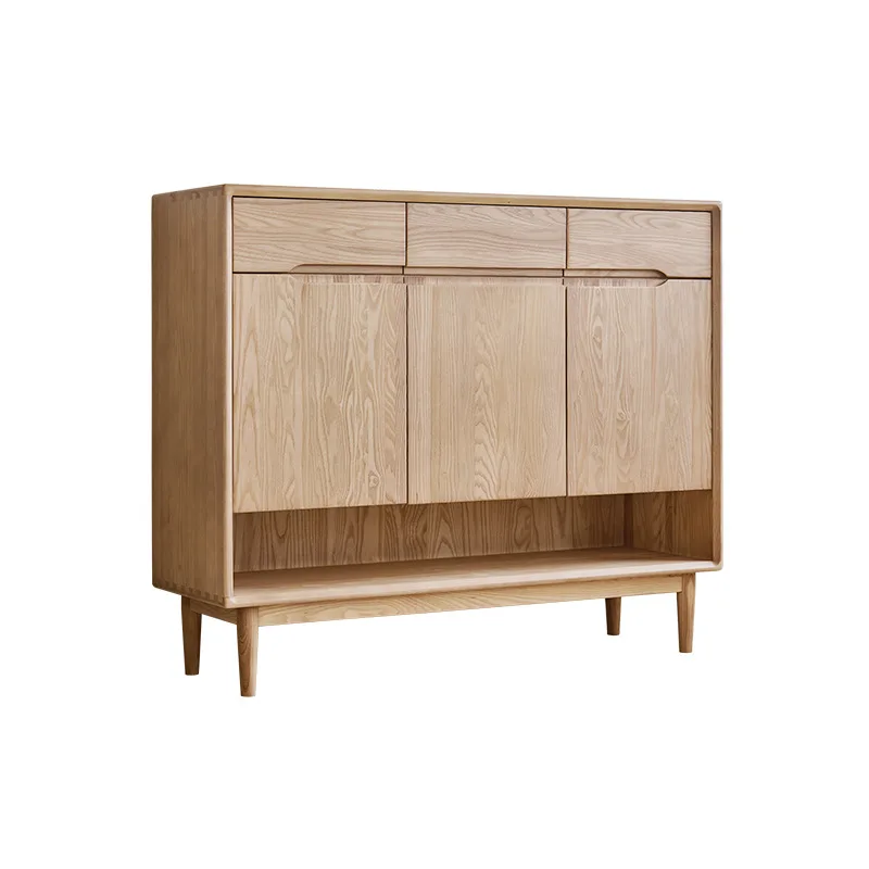 

ash wood solid wood shoe cabinet, Nordic home door log entry cabinet