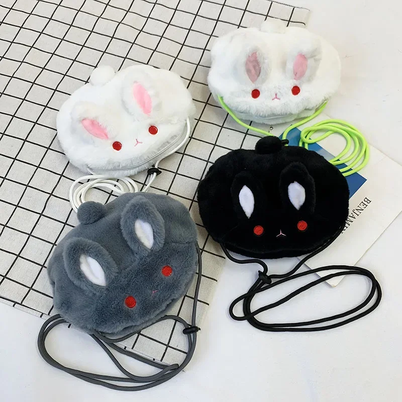 Ins Cute Plush Jade Rabbit Crossbody Bag for Girl Shoulder Bag Daily Mobile Phone Bag Children's Coin Purse Kids Mini Cute Purse