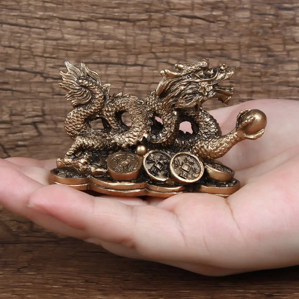 

2pcs Dragon Statue Resin Auspicious Beast H Desktop Decor Artware Gifts Office Small Adornments Wealth Symbol