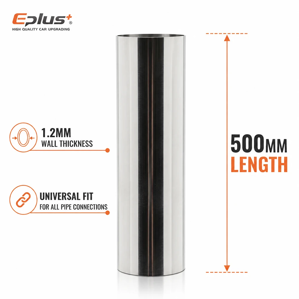 Universal 304 Stainless Steel Straight Tube 500mm Length 1.2mm Wall OD 10-89mm Round Pipe Connector Metal Tube Adapter