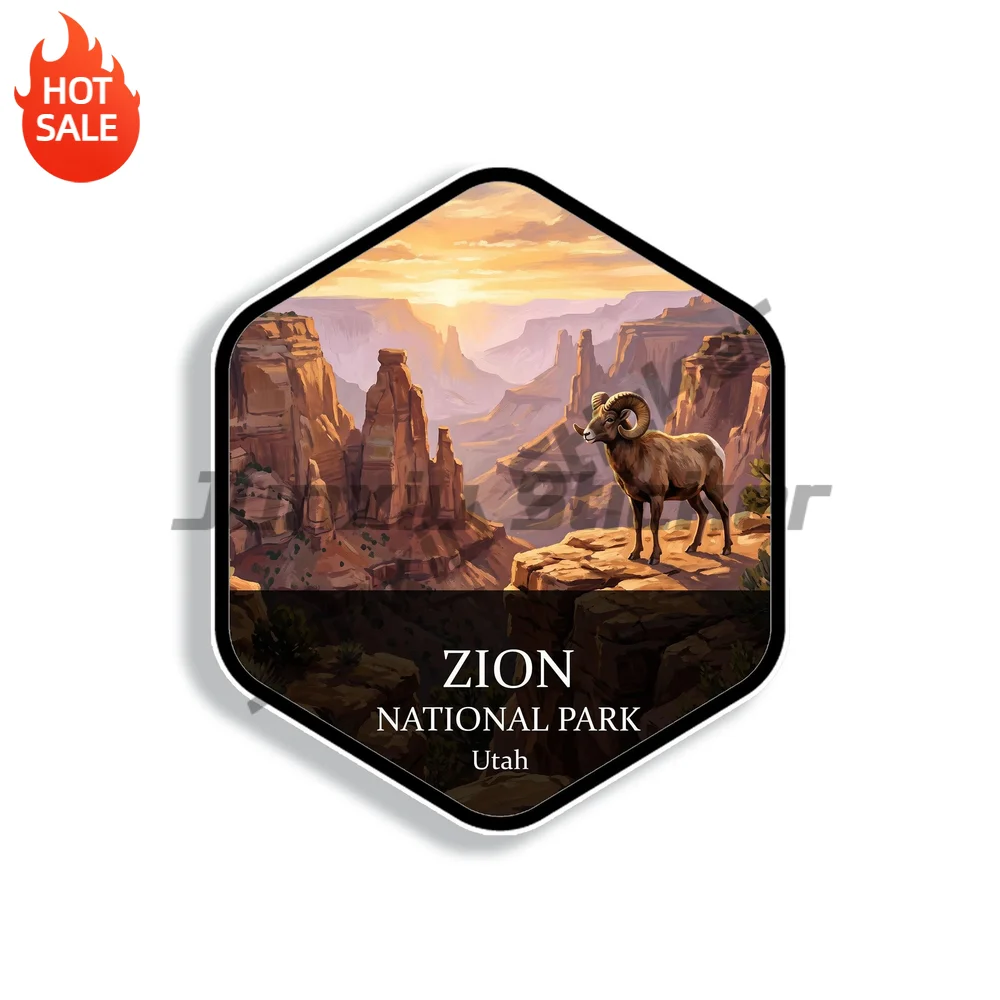 Zion National Park Utah Vinyl Car Sticker Decal for Car Window and Water Bottle Outdoor Adventure Decor
