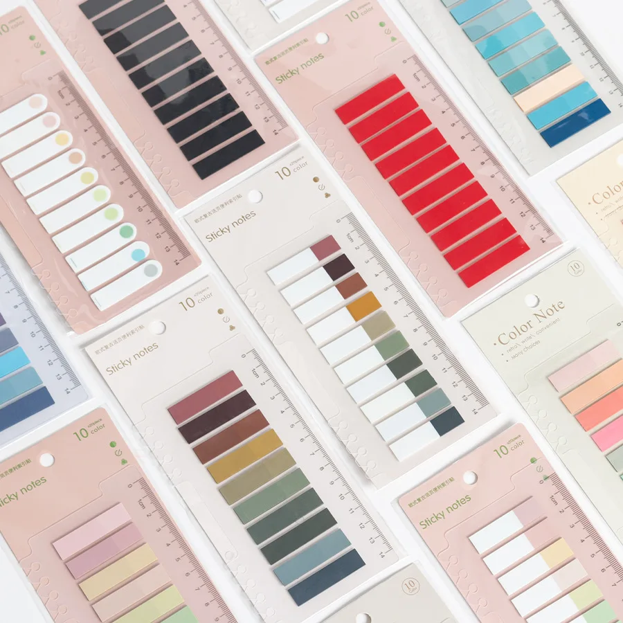 200 Sheets solid color Index Stickers Student Creative Hand Account Ruler Loose Leaf Classification Sticky Notes
