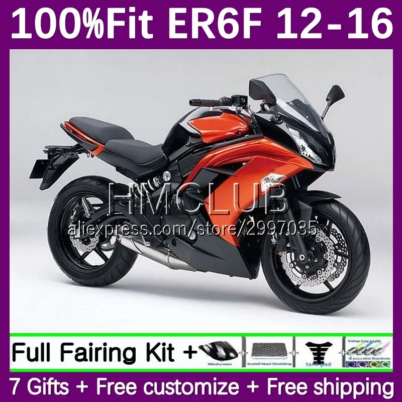 Инъекция для KAWASAKI NINJA 650R ER 6F ER6 F 66No.2 ER-6F 2012 2013 2014 2015 2016 глянцевый оранжевый ER6F 12 13 14 15 16 OEM Обтекатель