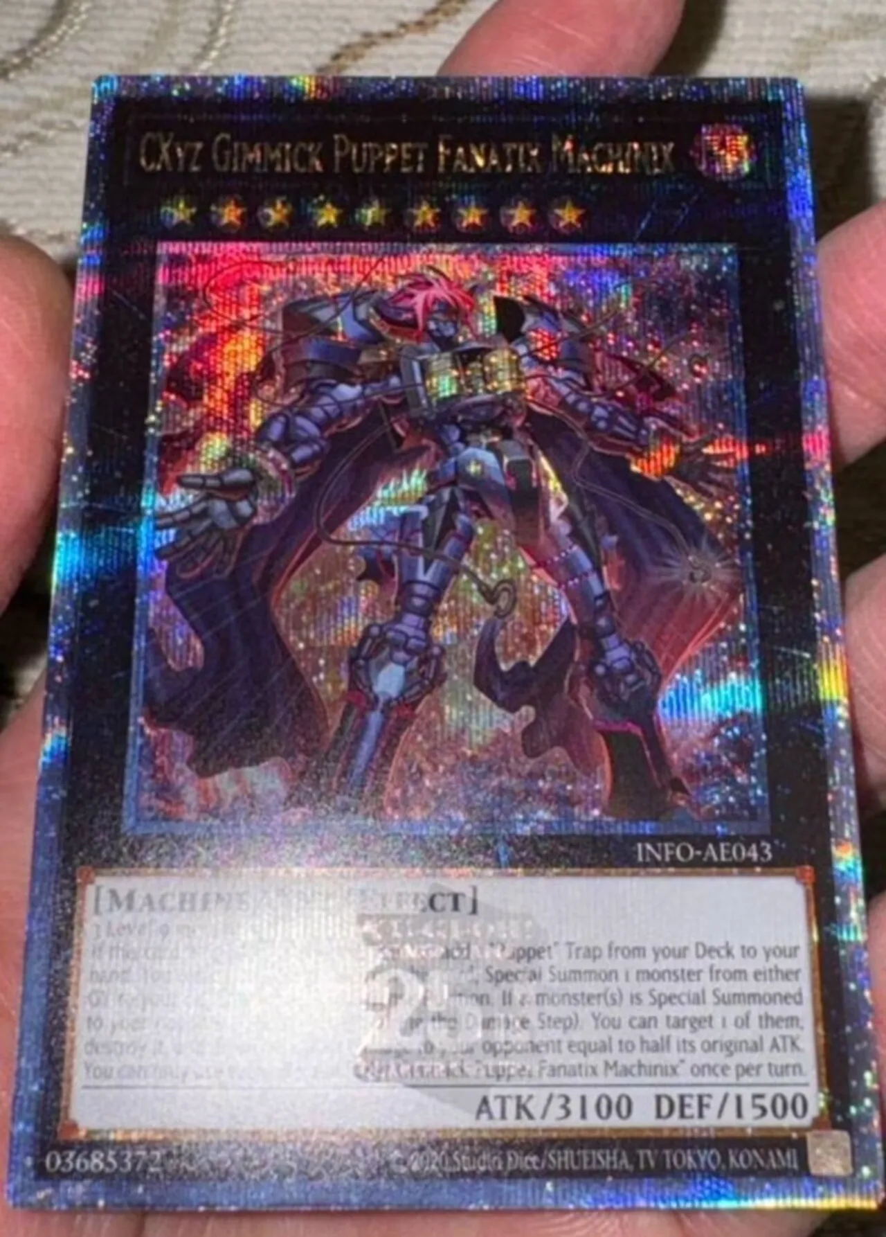 Yugioh KONAMI INFO-AE043 CXyz Gimmick Puppet Fanatix Machinix Quarter Century Secret Asian English Collection Mint Card