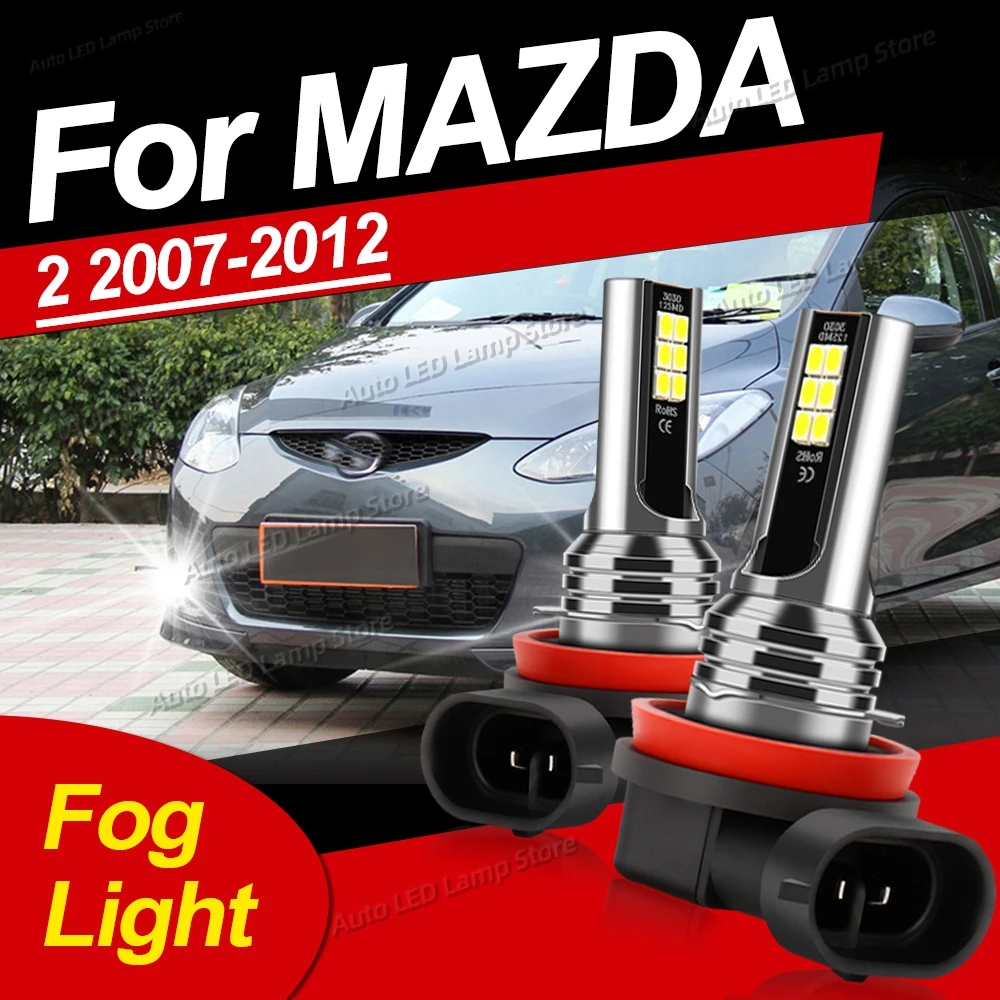 

2pcs Car LED Front Fog Light Bulbs 6000K Fog Lamp For MAZDA 2 2007 2008 2009 2010 2011 2012 Plug and Play 80W Accessories