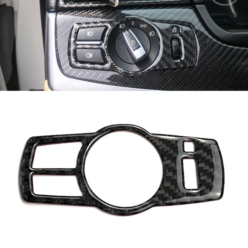 Car Styling Real Carbon Fiber Interior Heading Switch Button Cover Trim For BMW F10 F07 F01 F25 F26 X3 X4