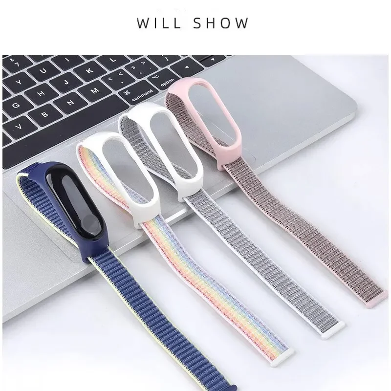 Nylon Strap For Xiaomi Mi Band 7 6 5 4 3 Bracelet Watchband Pulsera Correa Strap Miband 7 6 5 4 3 Bracelet Wristband Sport Loop image 5