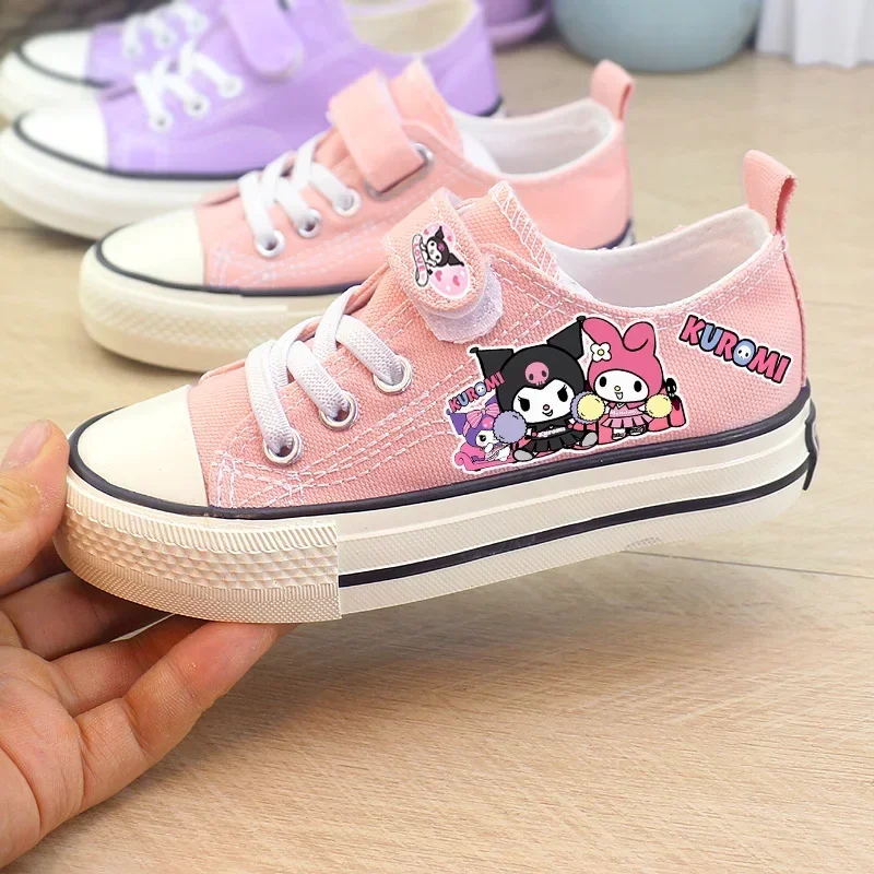 

Sanrio Kawaii Kuromi Girls' Canvas Shoes My Melody Anime Cartoon Lovely Fashion Exquisite Breathable Students Low-cut Sneakers