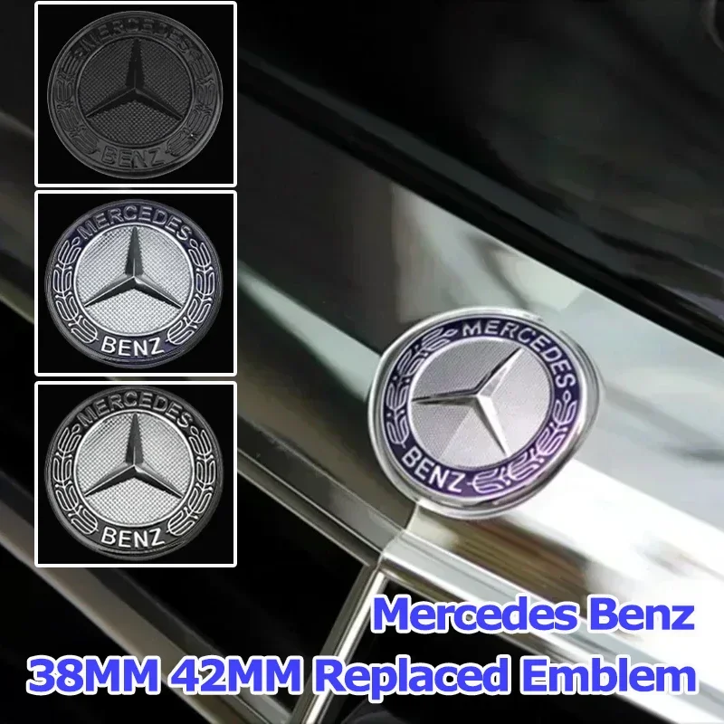 For Mercedes Benz AMG A B C D M S R G Class W447 W204 W205 W211 38MM 42MM ABS Car Front Hood Badge Covers Auto Decoration