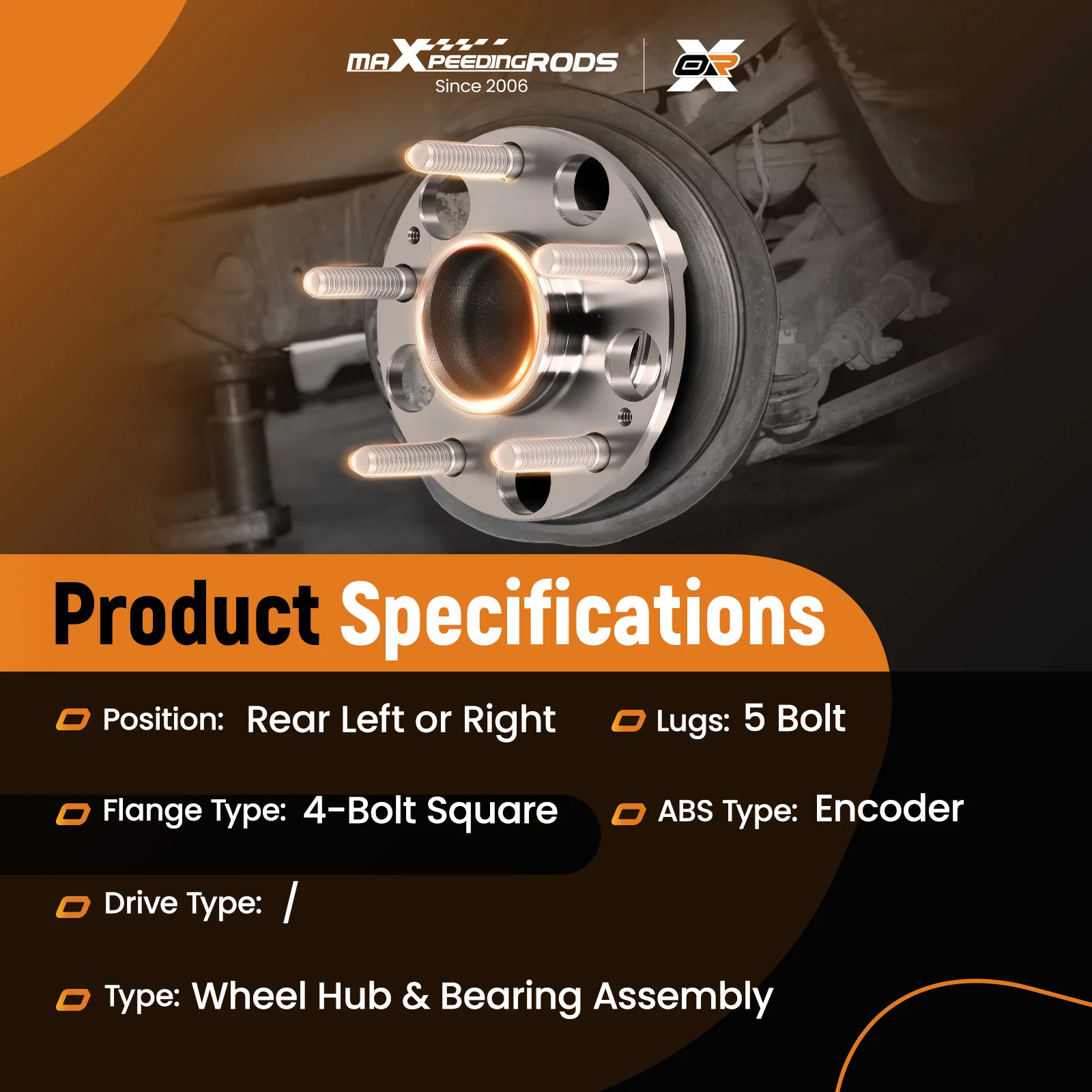 طقم محور عجلات 5 مسامير زوج خلفي لـ Acura TLX Honda Accord 13-20 512544 w/ABS