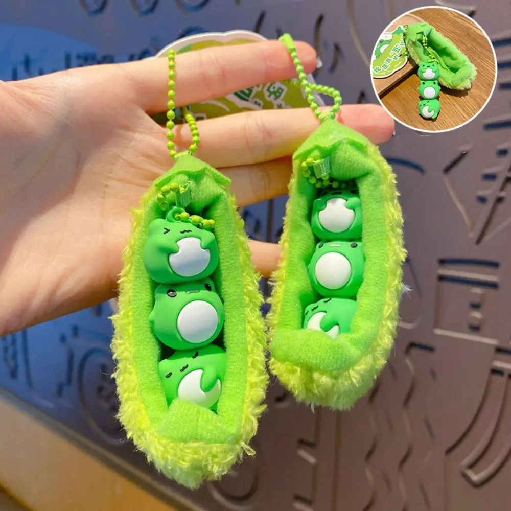 Detachable Frog Doll Plush Doll Pendant Plush Kawaii Car Key Chain Pendant Furry Pea Keychain