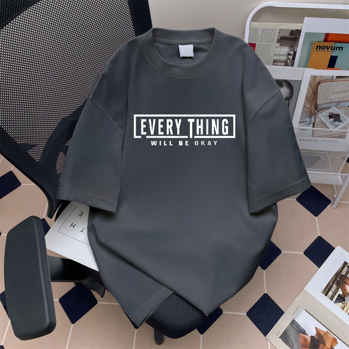 

New 2025 Cotton T-irt ex ort Sve Letter Print Simple Design Heavyweight Youth Faion Casual Wear All Seasons