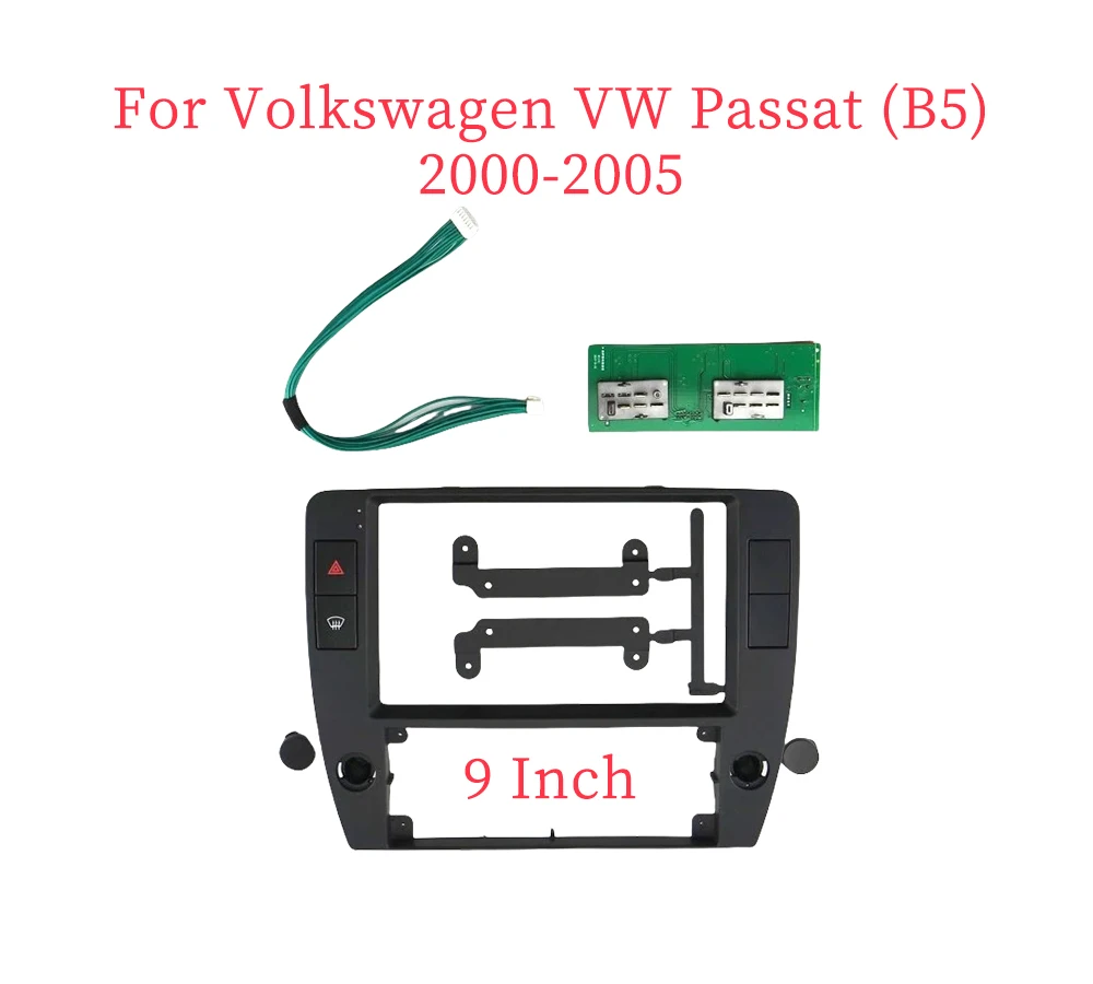 9 Inch Car Fascia Radio Panel for Volkswagen VW Passat (B5) 2000-2005 Dash Kit Install Facia Console Bezel Adapter Plate Trim