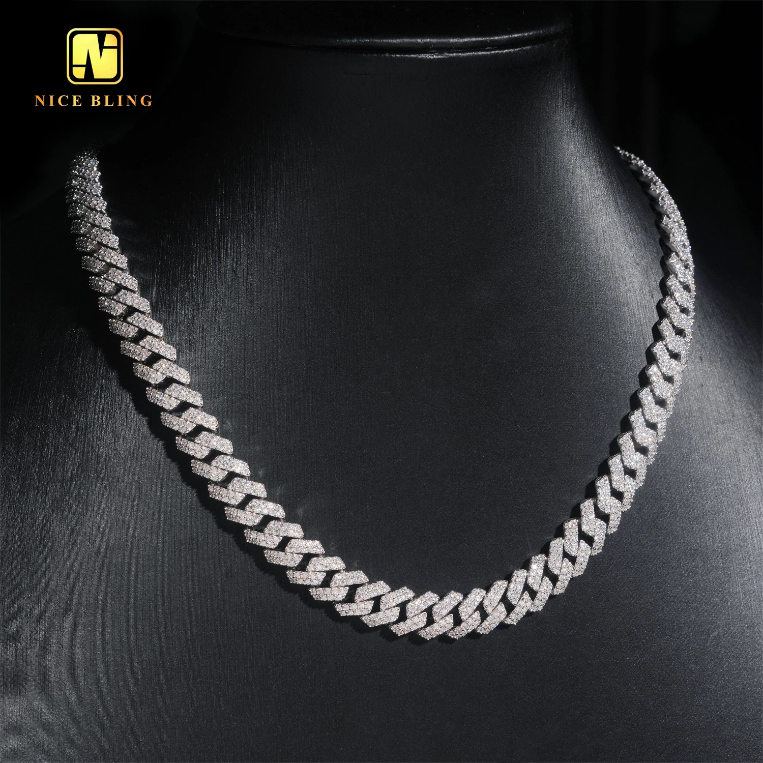 10mm Hot Sale Fine Jewelry Iced Out Diamond Cuban Link Chain Hip Hop Jewelry VVS Moissanite Bracelet Necklace for Men.