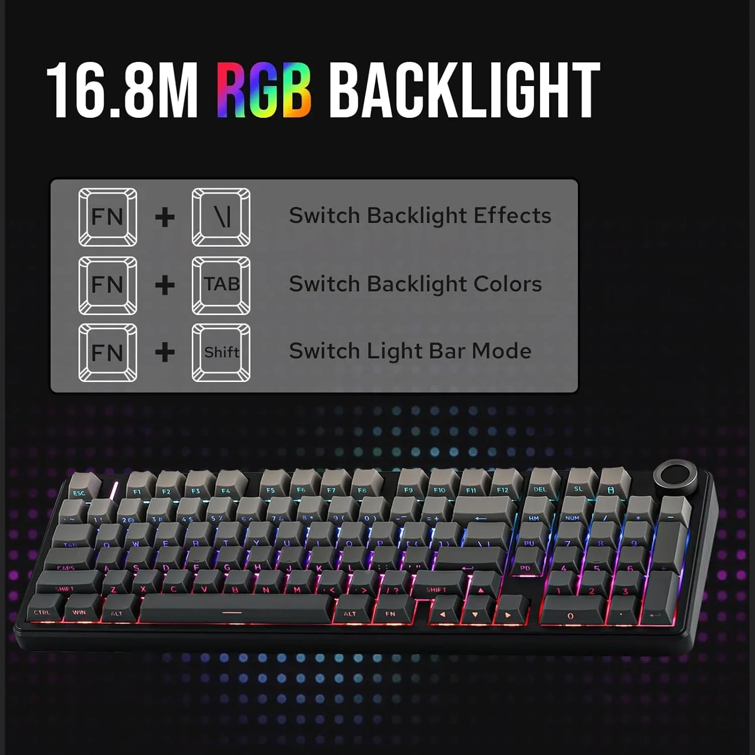 AULA F99PRO Estructura de junta de teclado inalámbrico para juegos Compatible con teclado mecánico de intercambio en caliente de 3/5 pines con perilla multimedia