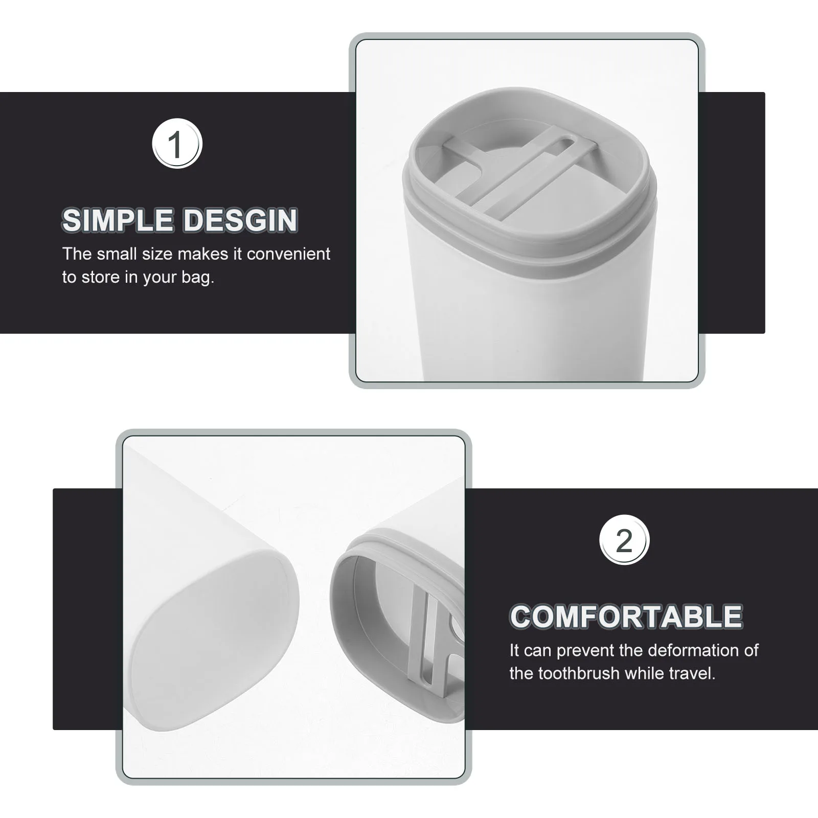 Caja de soporte para cepillos de dientes para viaje, estuche para pasta de dientes de diseño compacto y ligero, soporte para almacenamiento de cepillos de dientes, color blanco pequeño