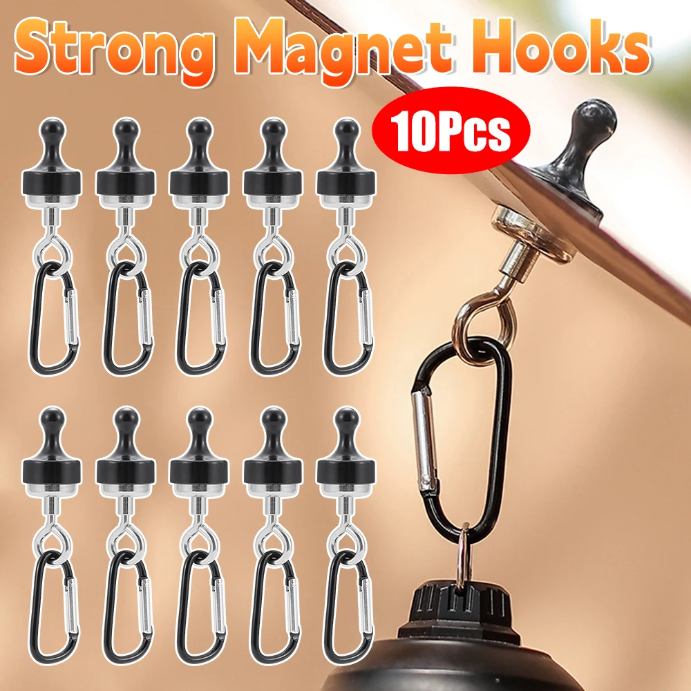 Ganchos magnéticos fortes para acampamento ao ar livre, dossel de barraca, mosquetões, fivela de montanhismo, cabide magnético, luz de acampamento, acessórios de gancho