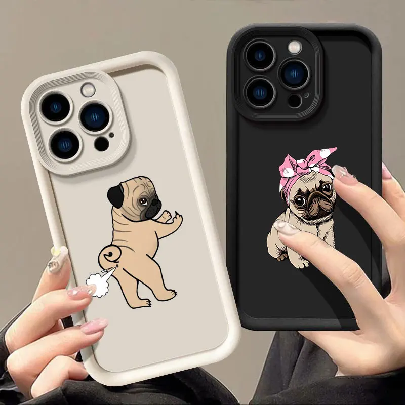 Funny Pug Dog French Bulldog Phone Case for iPhone 16 Cases iPhone 15 14 13 12 Mini 11 Pro Max 16 Plus XS 15Pro Shockproof Cover