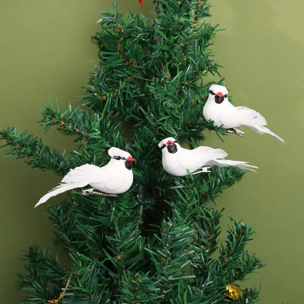 Realistic Simulated White Bird Cartoon Animal Model Artificial Bird Not Fade Christmas Tree Hummingbird Pendant Garden