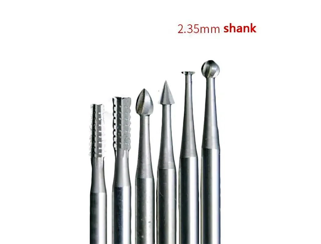 6 stks/set 2.35 Handvat Wolfraamstaal Graveerfrees Elektrische Holle Nieuwe 204 Threading Machine Olijf Kern Carving Cut 1.0-2.3mm