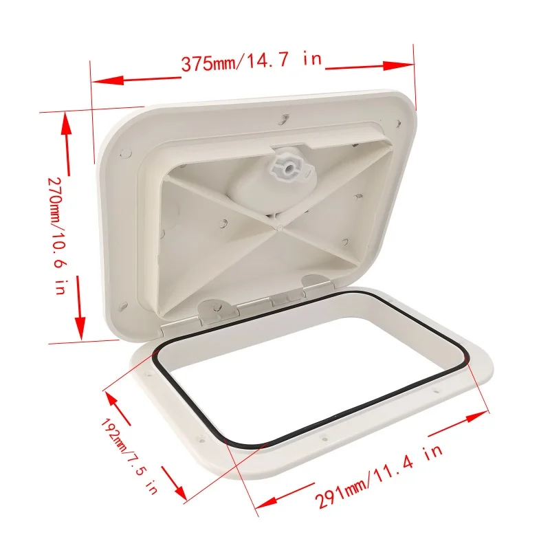 ISURE MARINE Rectangular Deck Panel Square Hatch Cover Inspection Cover ABS Plastic Decorative Cover Accessories 270 * 375MM