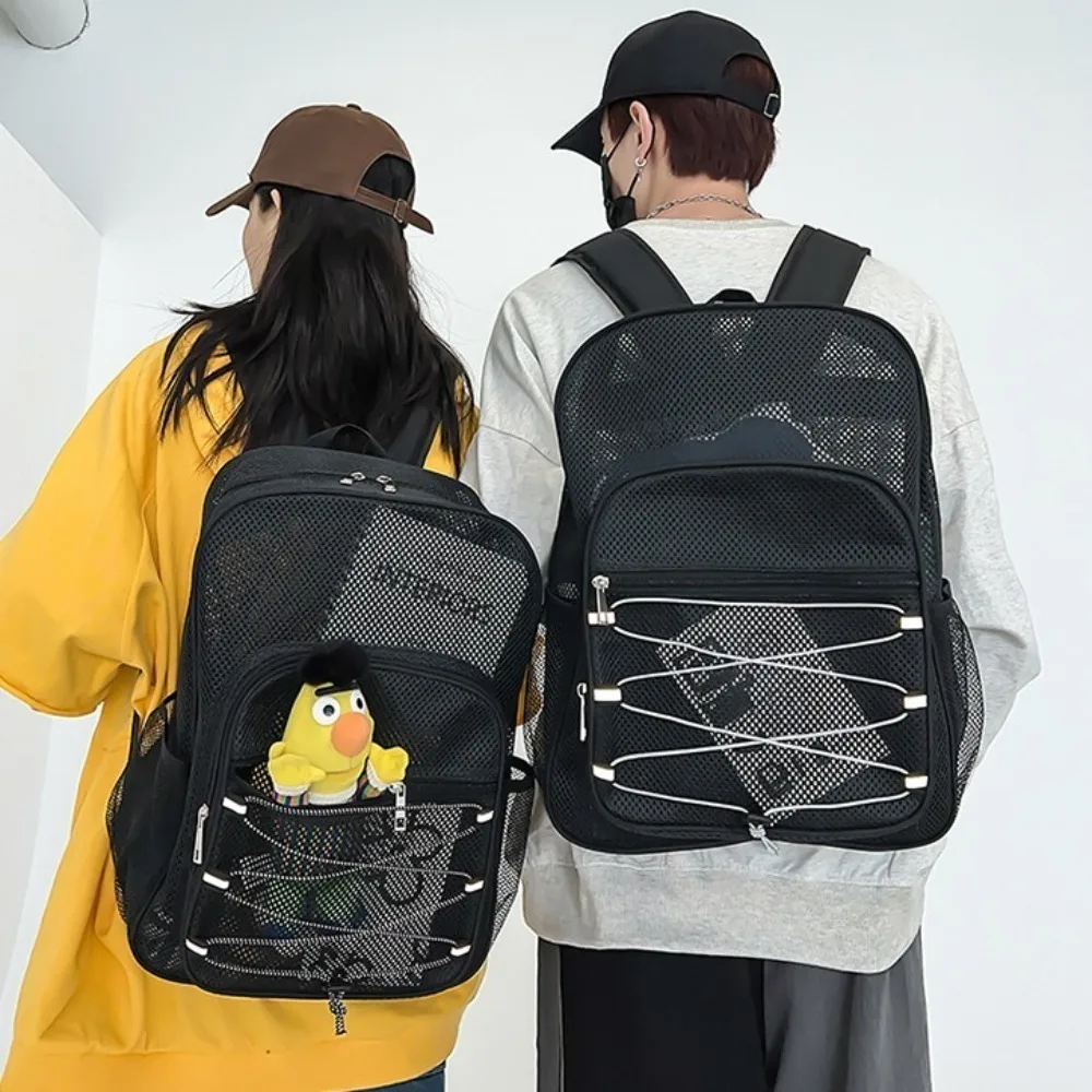 

See Through Mesh Backpack High-Capacity Shoulder Strap Fitness Bag Breathable Wear-resistant Student Backpack Men
