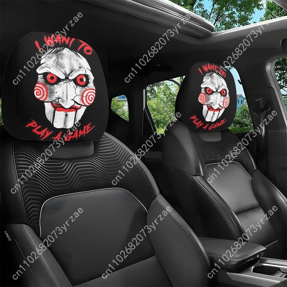 

Thriller Mask Car Seat Headrest Cover (2pcs) Environmentally Friendly Headrest Protector Breathable Comfortable Vehicle Decor