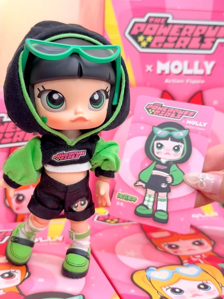 POPMART حقيقية مولي Powerpuff الفتيات سلسلة صندوق أعمى huahua الحركة الشكل الدمى العصرية لعبة مفاجأة هدية