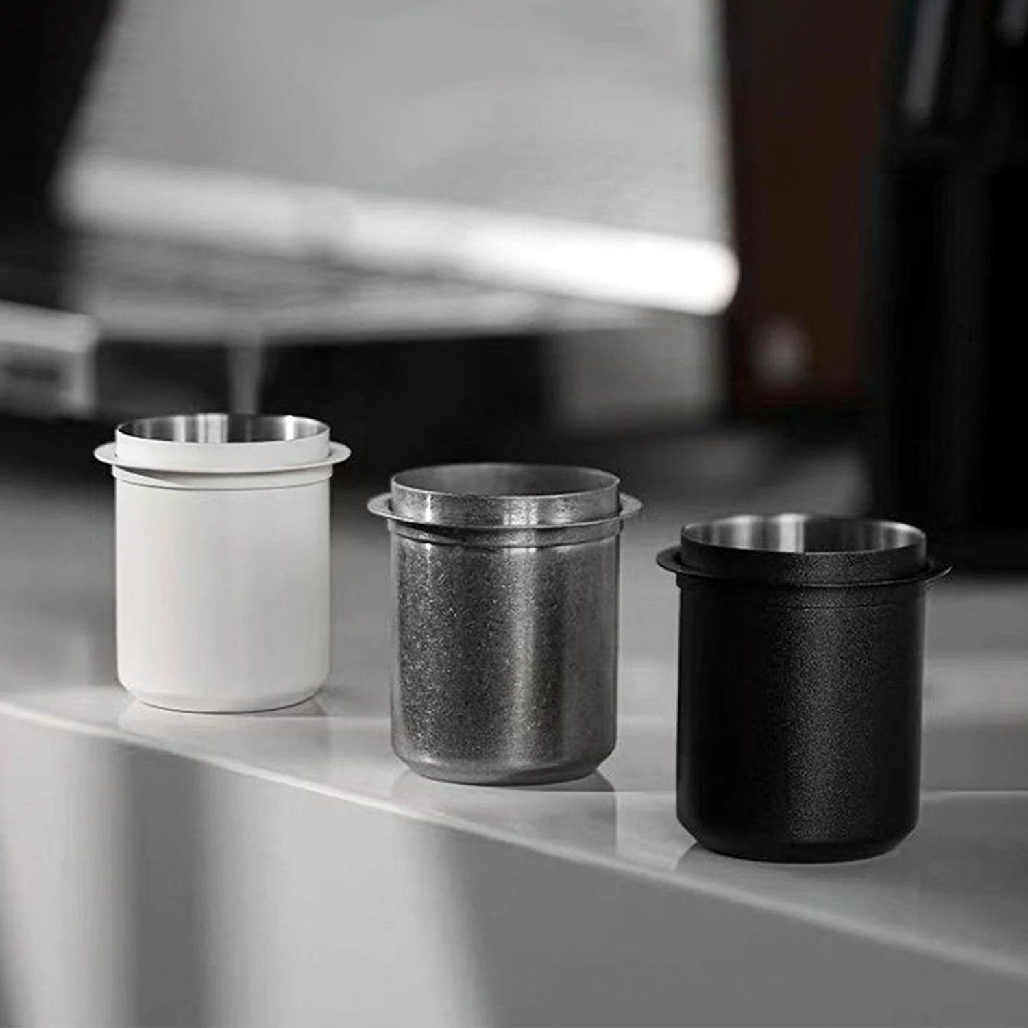 OANKR 58mm Dosierbehälter, Espresso-Kaffee-Dosierbehälter Kompatibel mit 58mm Siebträger, Edelstahl Espressomaschinen-Zubehör