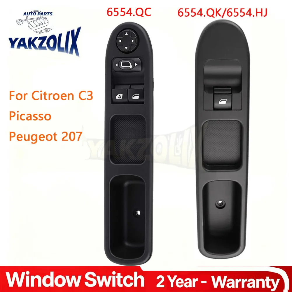 Front Power Window Control Switch Lifter Button 6554.QC 6554QC 6554.QK 6554.HJ For Peugeot 207 Citroen C3 Picasso 2009-2014