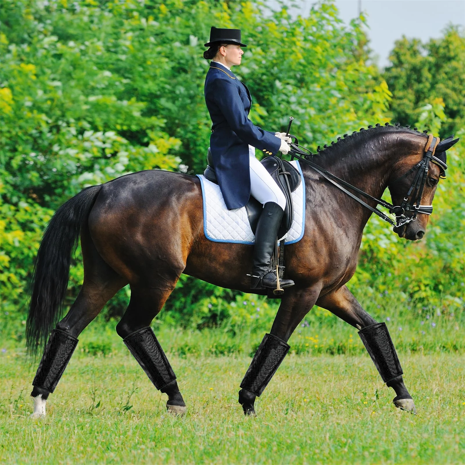 Breathable Horse Leg Boots Mesh Fly Protection for Equestrian Training Riding Gear Outdoor Mosquito Cover Durable Light