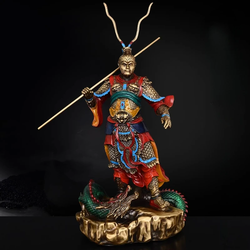 Brass Monkey Statue of The Victorious Buddha Sun Wukong for Living Room and Entryway Home Decor - view 2