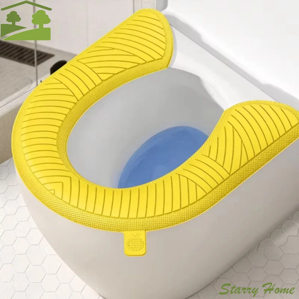 Soft Toilet Seat Cover Non-Slip U-shape Thickened Toilet Seat Solid Color Texture Waterproof Toilet Seat Cushion Home Bathrooms