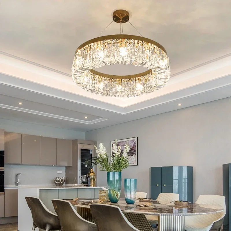 Nordic Led Ceiling Lights Crystal Living room Lamp Gold Round Ceiling Indoor Hanging Lamp For Kitchen