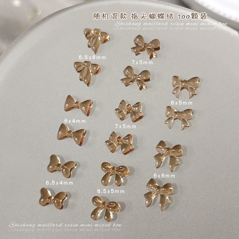 100PCS Mixed Design Mini 3D Nail Art Bow Charms Accessories Bowknot Parts For Manicure Decor Nails Decoration Supplies Material