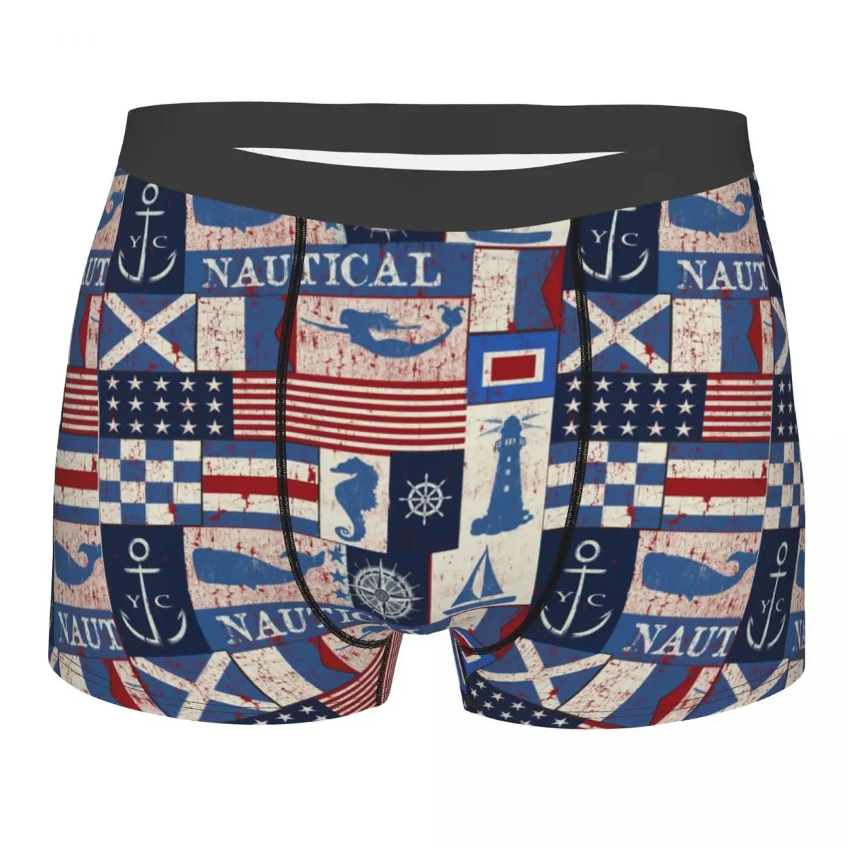 Men Nautical Retro Grunge Flag Underwear Sexy Boxer Shorts Panties Male Soft Underpants S-XXL