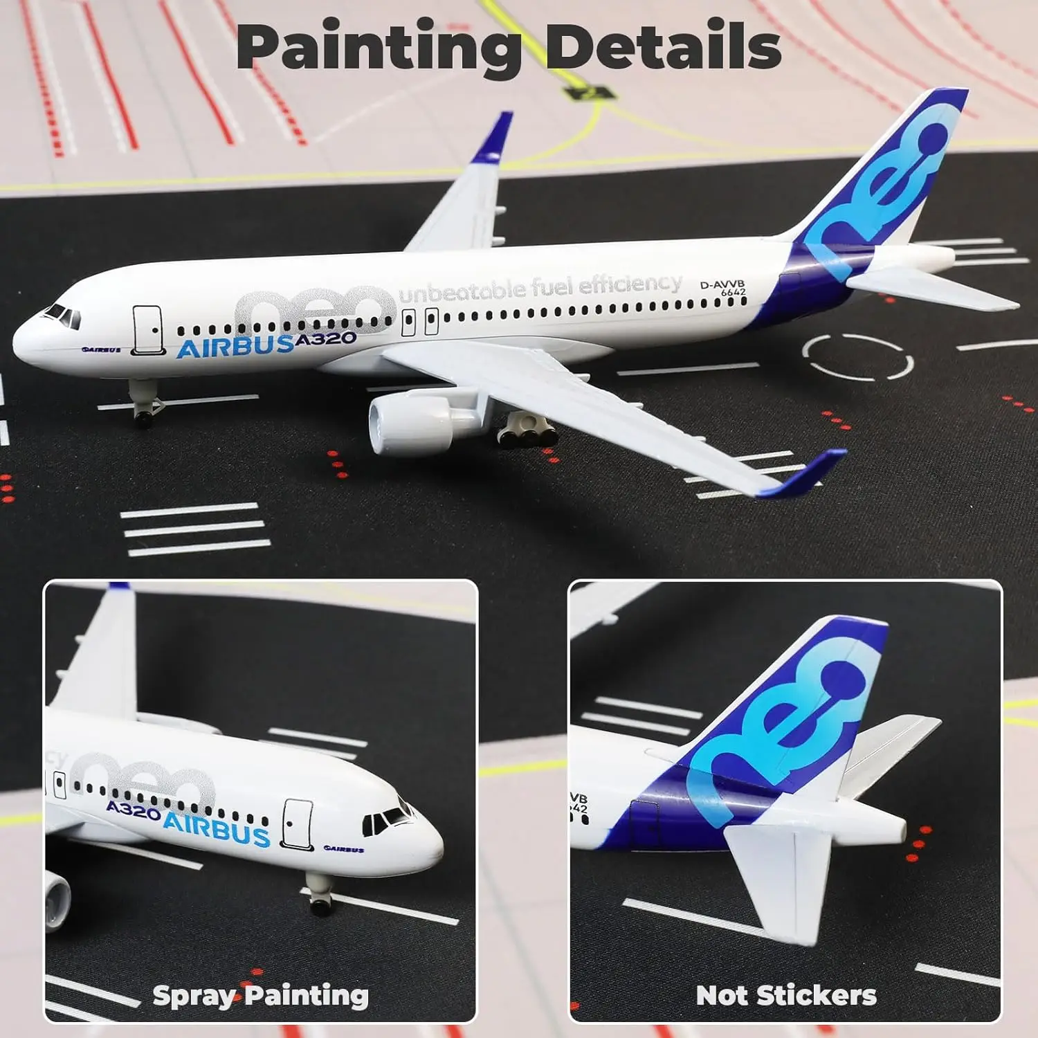 

20cm A320 Neo Airplane Model Toy Kit 1/300 Scale Diecast Metal Airplane Model with Stand for Collections and Display or Toy Gift
