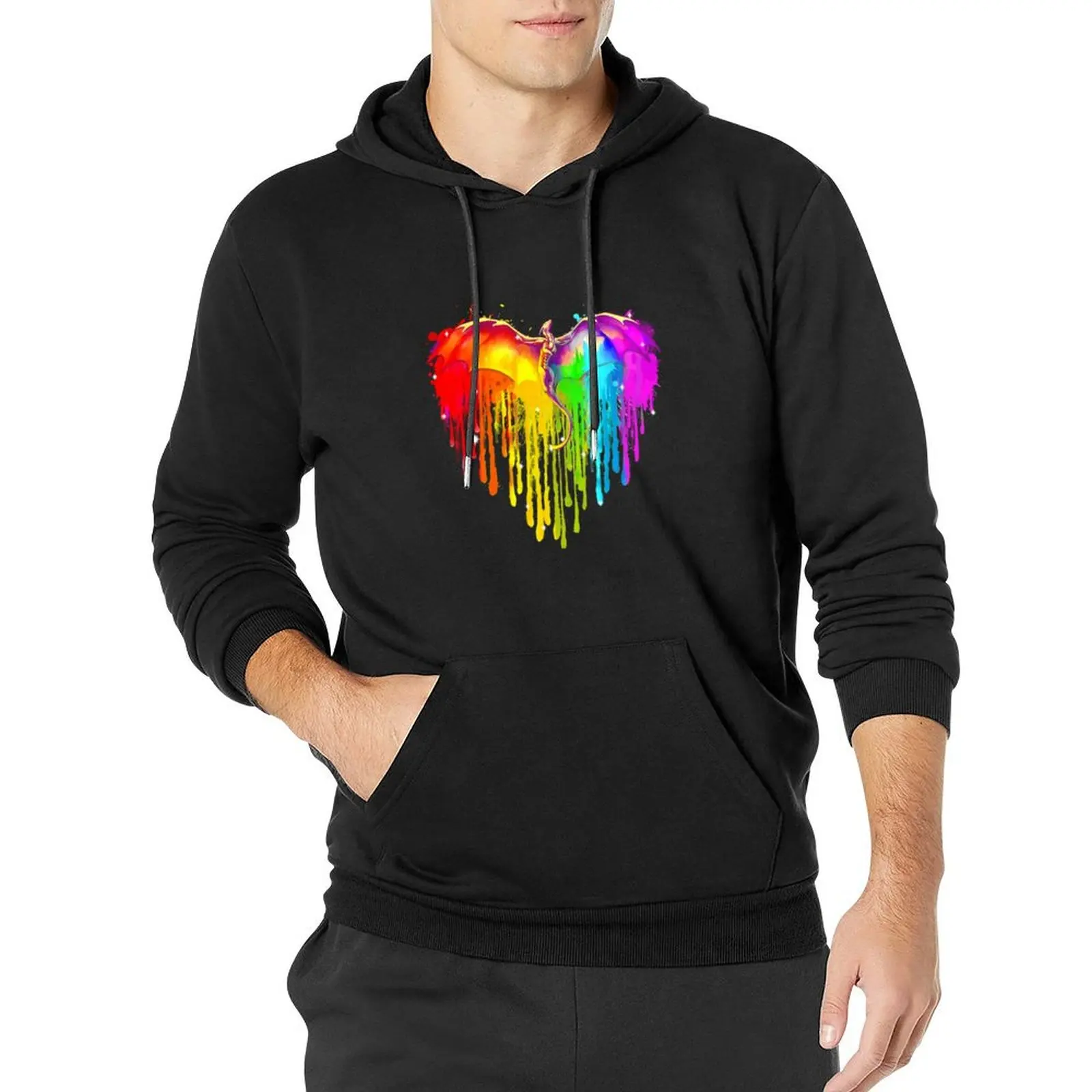 Dragon LGBT Heart Watercolor Pullover Hoodie anime clothing mens clothes hoodies for men