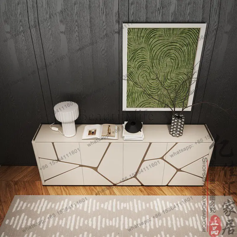 

Light luxury fashion dining side locker living room decoration anti-knock arc edge design matte cabinet