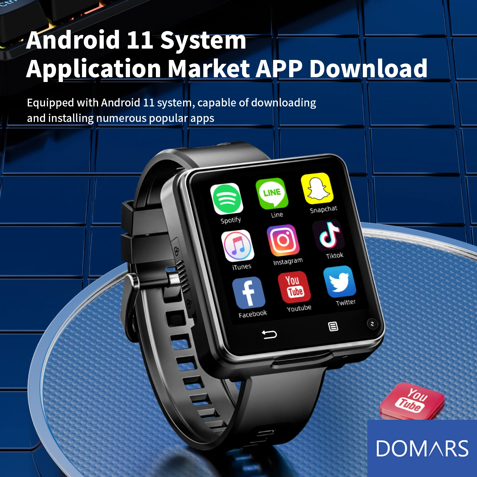 

Domars Full Netcom multi-language Smart Watch 2.64-inch Large Screen 1200mAh Large Battery video call APP Downloading