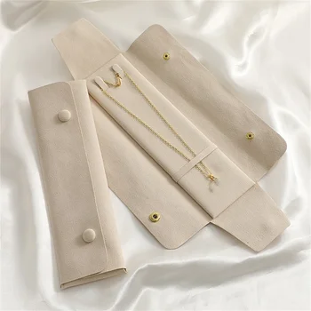 Nuova borsa portaoggetti per collana in microfibra borsa per bracciale borsa per Organizer per gioielli portatile borsa a scatto multifunzionale da donna