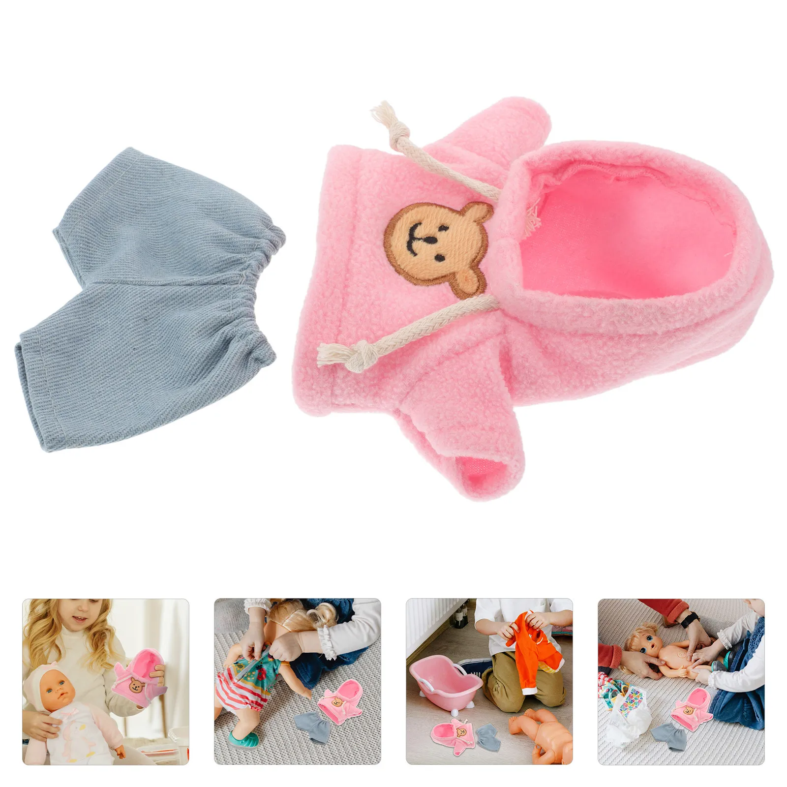 Handmade 20Cm Bear Hoodie Set Soft Cuddly Interchangeable Outfit for Stuffed Animal Display Playtime Stuffed Animal Sweaters