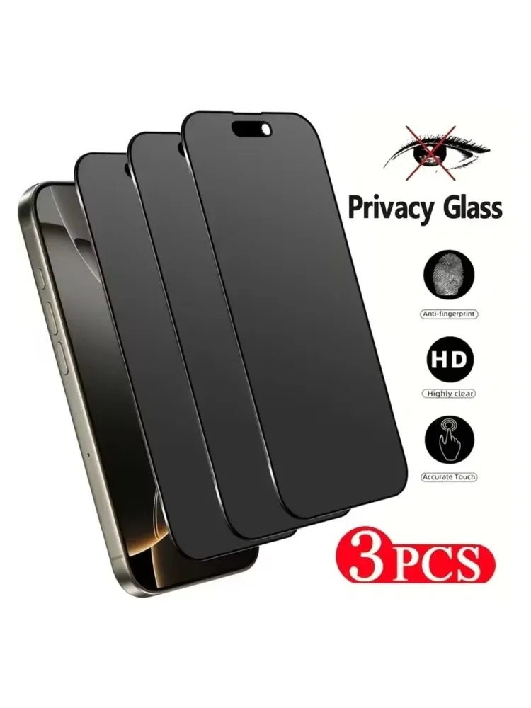 1-3 sztuki folii ochronnych na ekran, zapewniających prywatność, do iPhone 18, 17 Pro Max, 14, 15, 16 Plus, 11, 12, 13 Mini, 16e, 17 Air – folia z hartowanego szkła, zapobiegająca podglądaniu. — 2