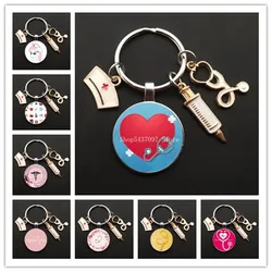 Cute medical keychain and love angel keychain personalized glass jewelry Thanksgiving gift keychain nurses and doctors
