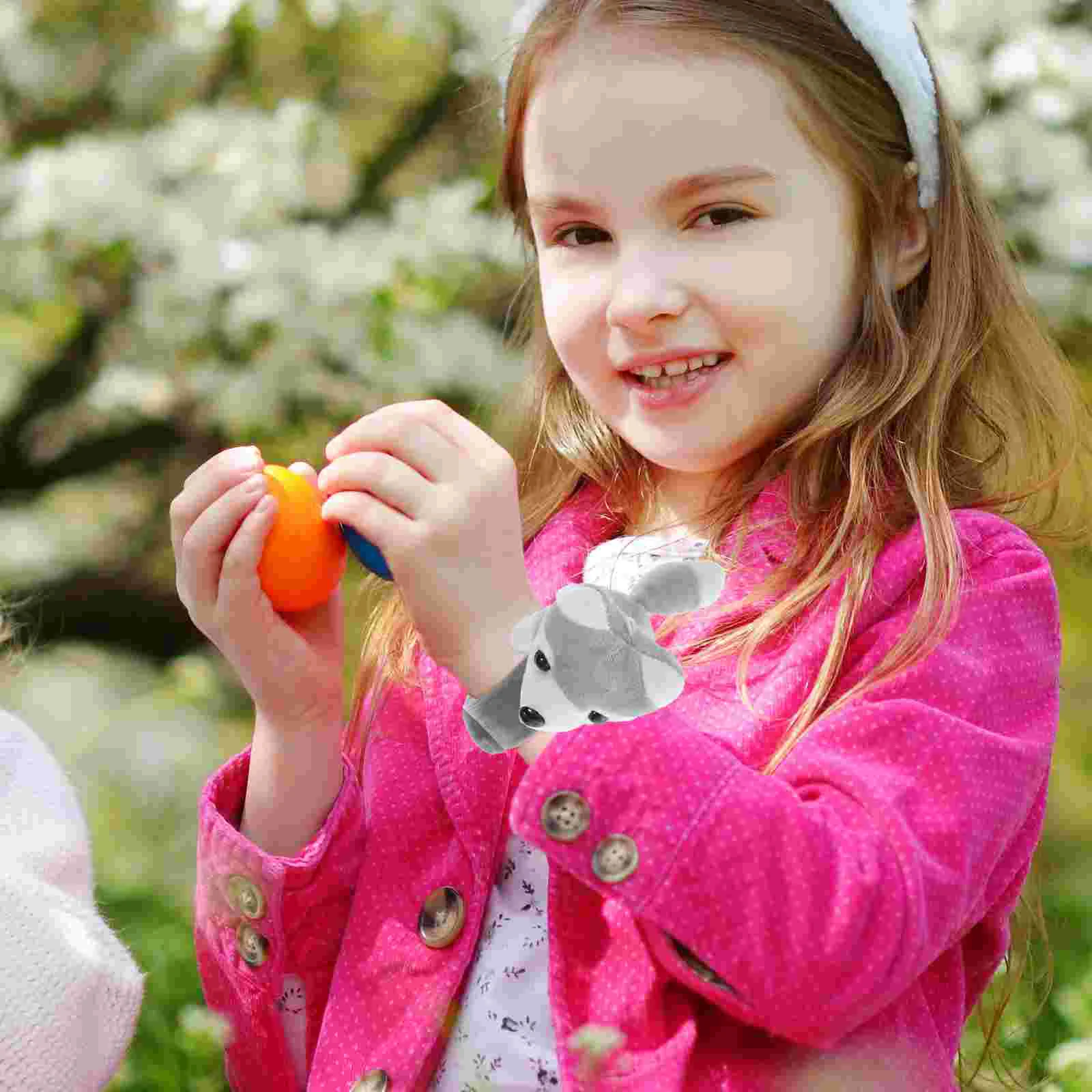 Couples Bracelets Pop Circle Slap Plush Wristband 2400X750X680CM Kids Grey Snap Toddler Lovers