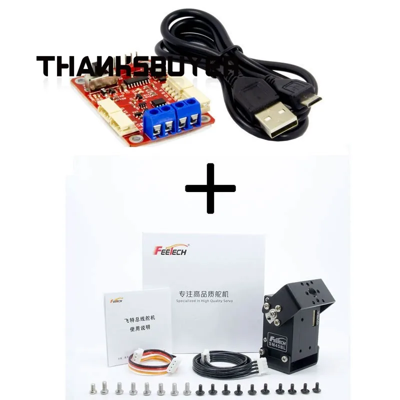 

FEETECH SM45BL 45KG Bus Servo 360-degree Servo (for FEETECH RS485/Modbus-rtu Protocol) with URT-1 Debugger Board