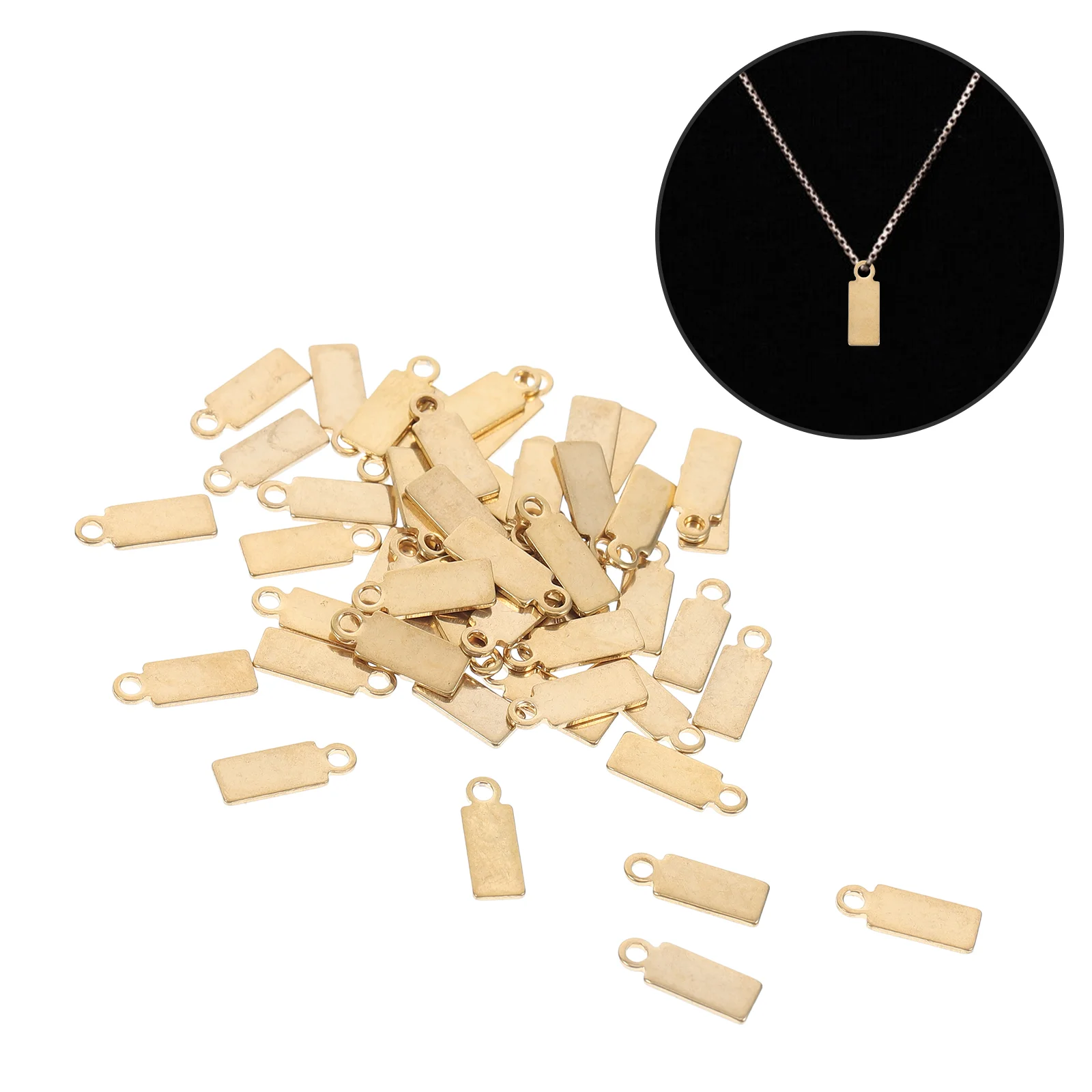 

50 Pcs Long Pendant Jewelry Making Steel Stamps Supplies Charms Rectangle Stamping Blanks Kit