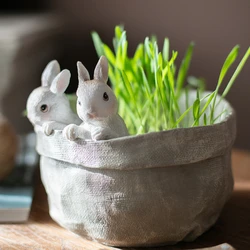 Easter Rabbit Flower Pot Succulent Planter Garden Pots Decorative Resin Pot Animal Shaped Cartoon Planter Pots Art Decorations